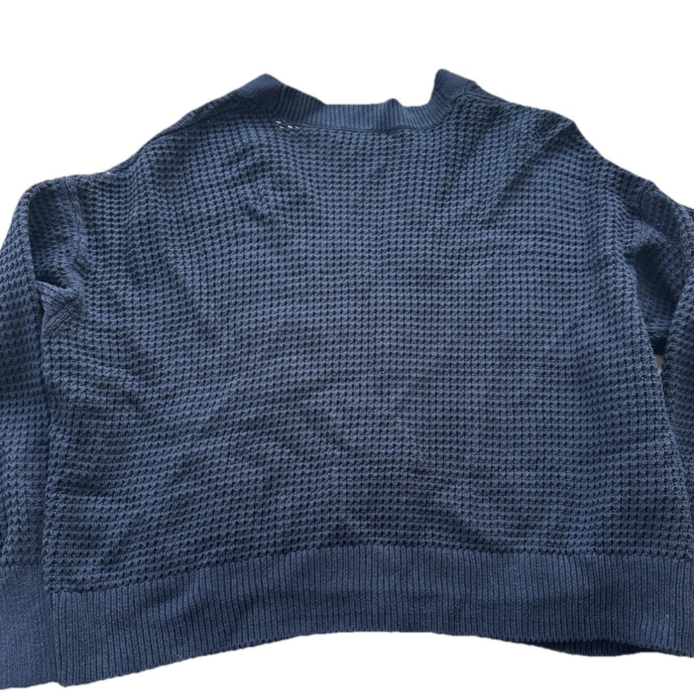 Banana Republic Women's Waffle Knit V-neck 3 Button Cardigan Navy Size Large - Picture 3 of 9